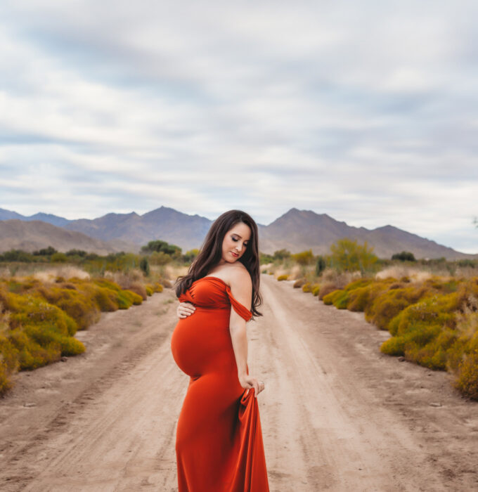 Phoenix Arizona Maternity Photography-orange-dress